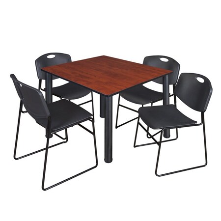 Regency Kee Square Table & Chair Set, Wood, Metal, Polypropylene Top TB4848CHBPBK44BK
